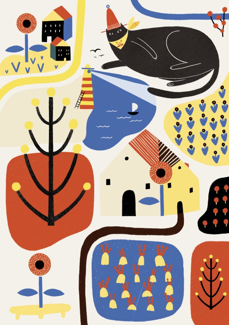 CASITAS DE GATOS PRINT ILUSTRACION
