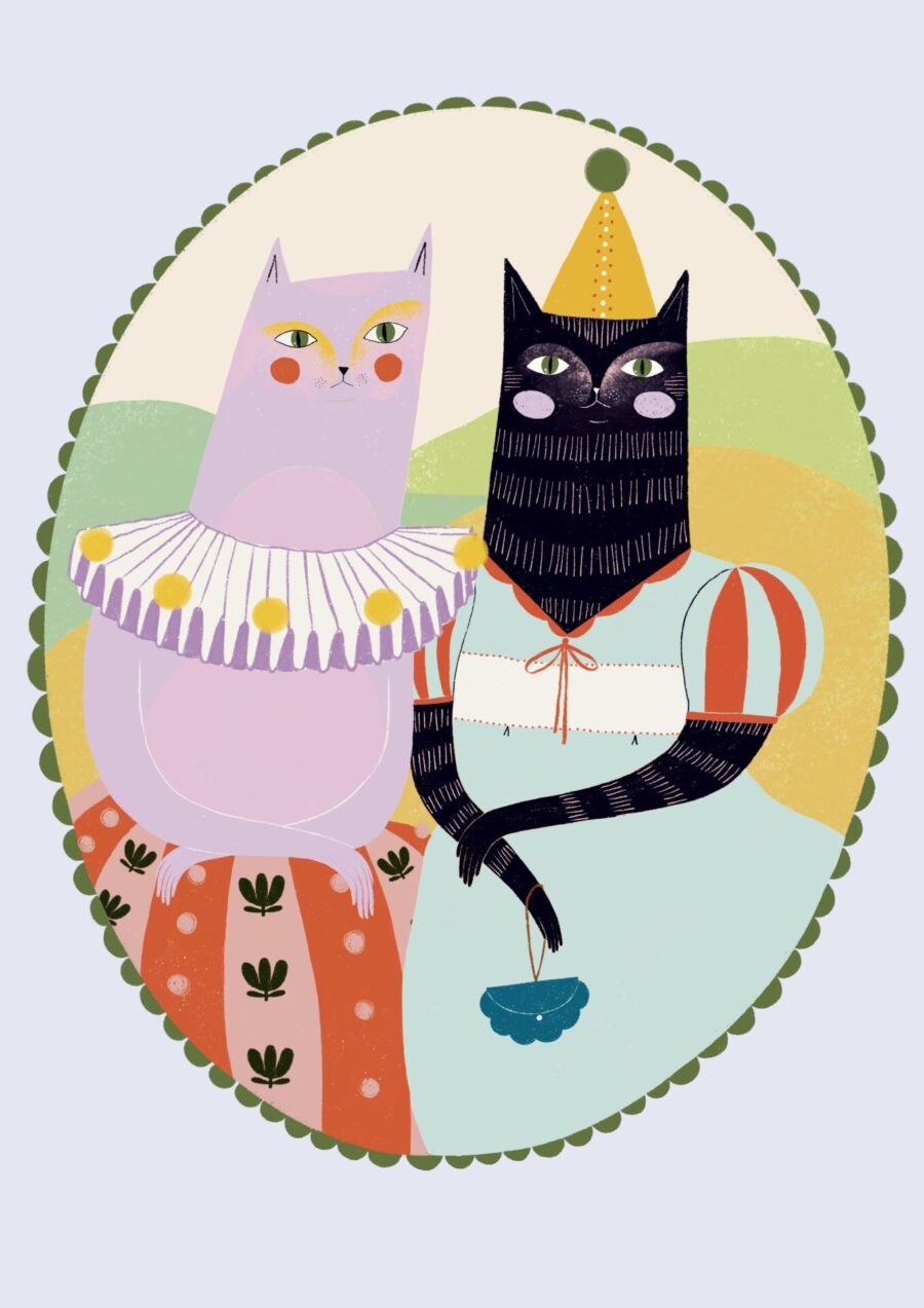 fiesta de disfraces de gatos print