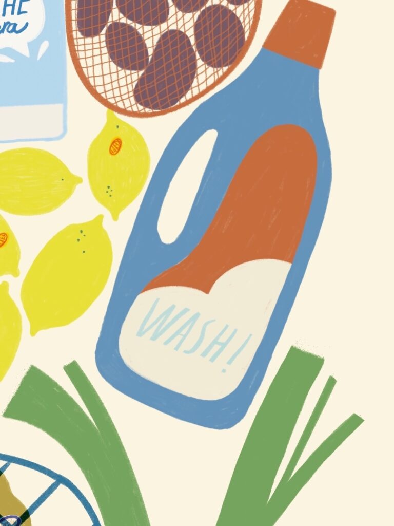 ilustracion print la compra, alimentos food