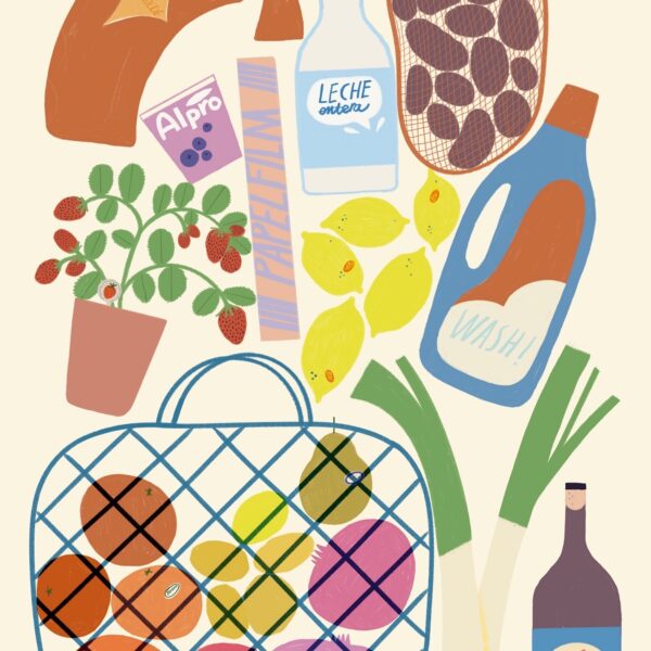 la compra. print a4 con alimentos variados