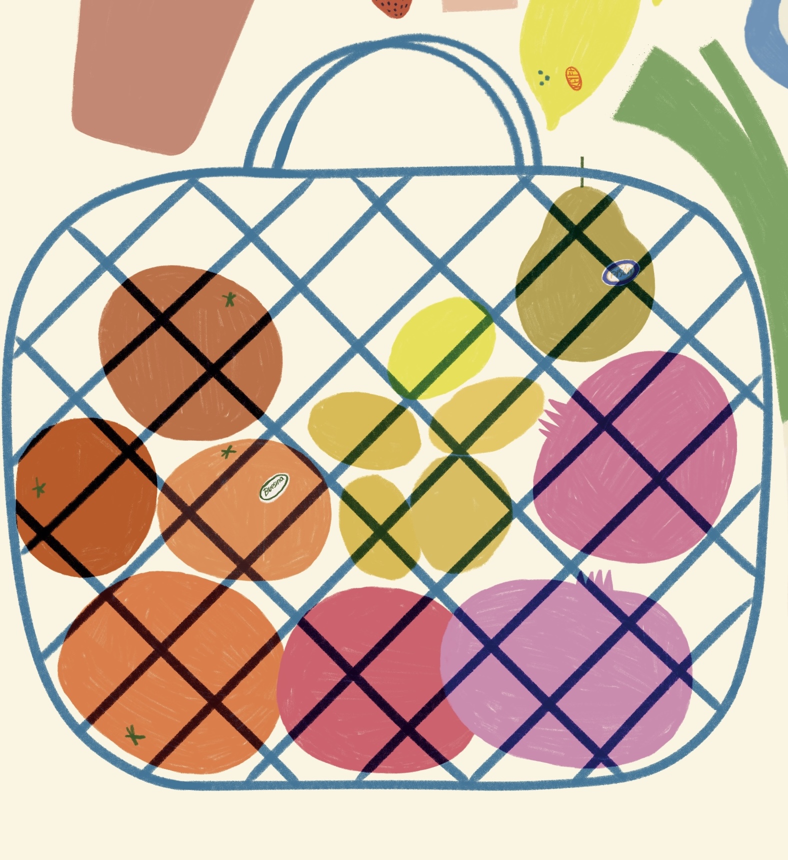 ilustracion print la compra, alimentos food