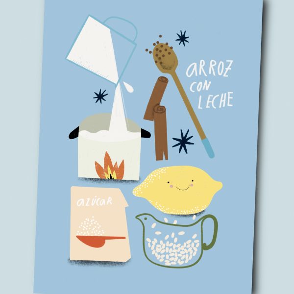 Ilustración receta arroz con leche