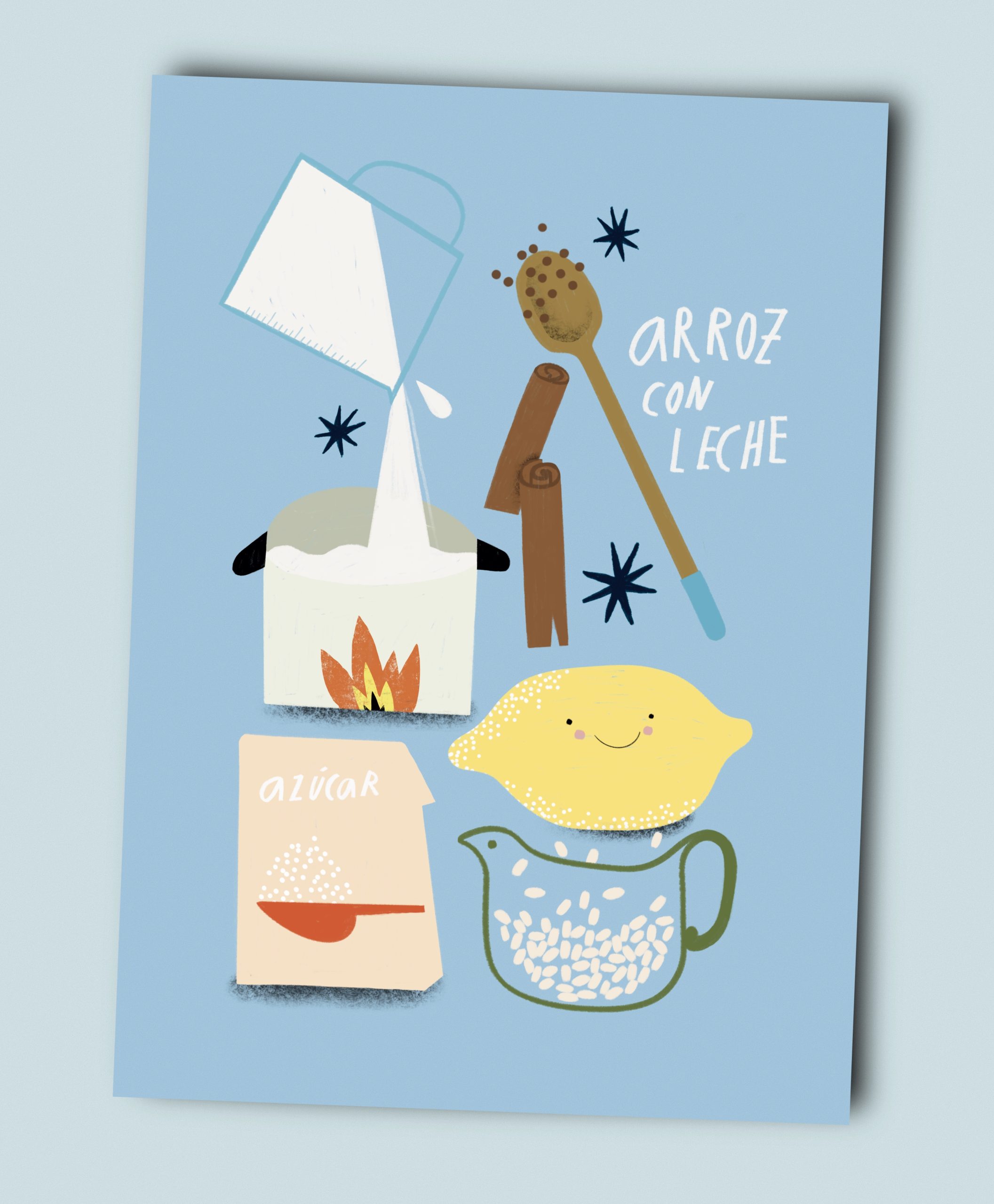 Ilustración receta arroz con leche